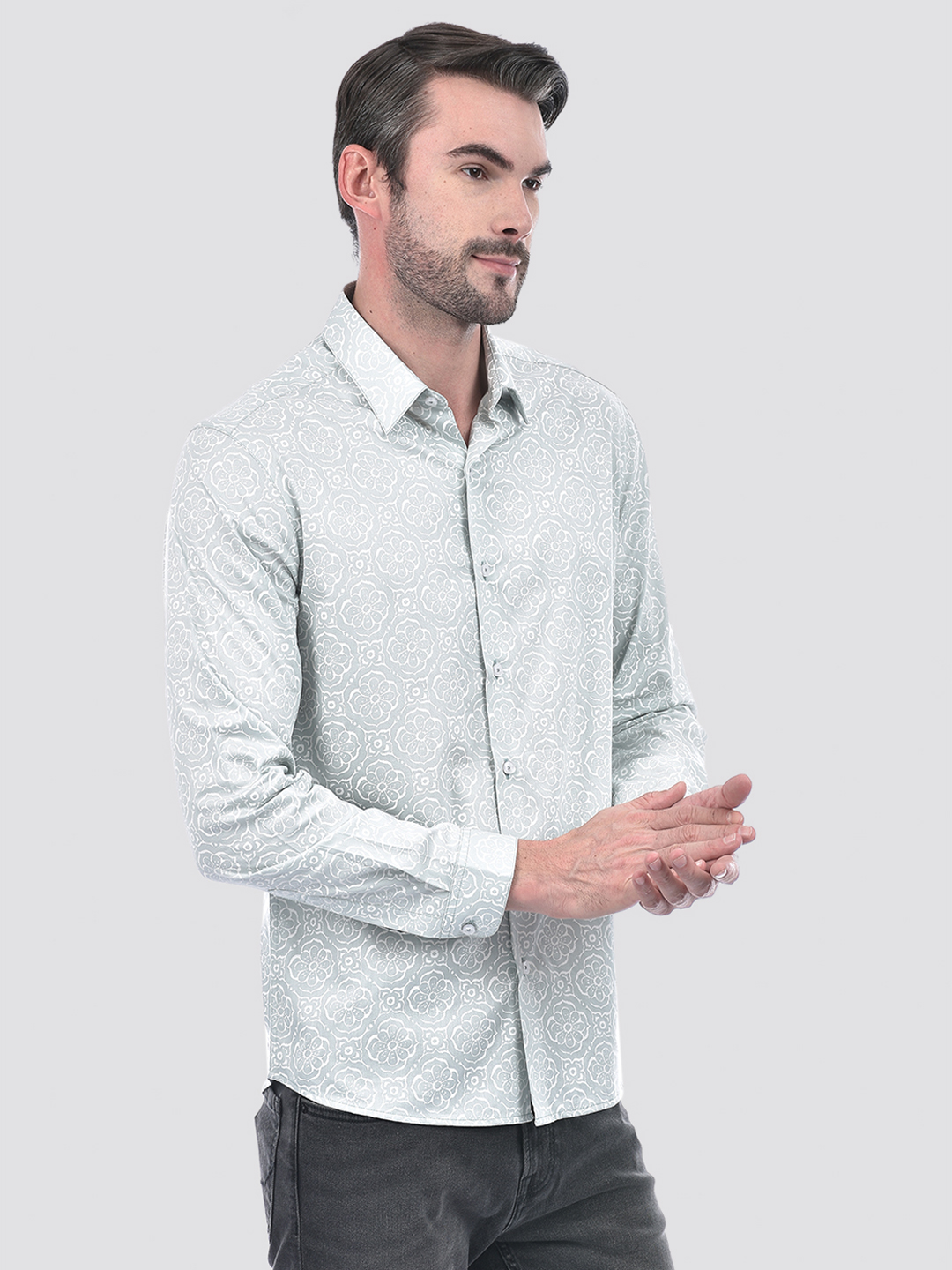 Numero Uno Men Floral Print Green Shirt